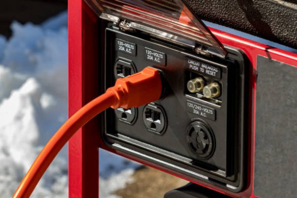Portable emergency power generator with electrical cord.
